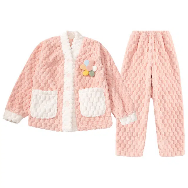 雅鹿 柔软舒适轻盈百搭家居服 粉色青少年