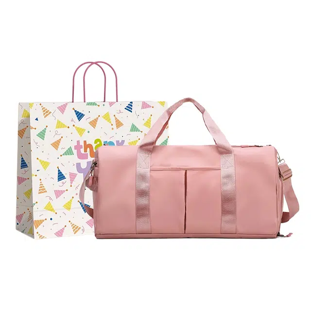 三只小鸭 健身包干湿分离斜挎运动包防水瑜伽包鞋位轻便短途出行旅游包 牛津纺 旅行包 常规 男女同款情侣款 粉色/黑色