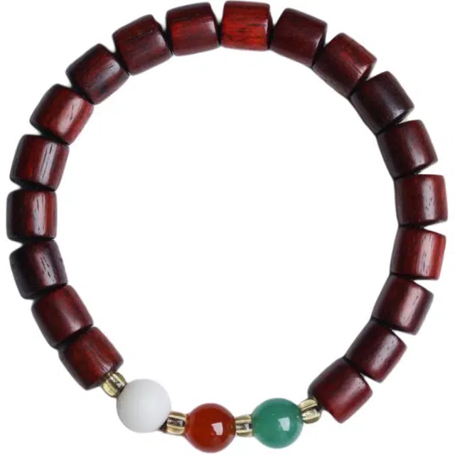 得笙陌 国潮新中式三色小众百搭好运 血檀 木作手串 男女同款情侣款