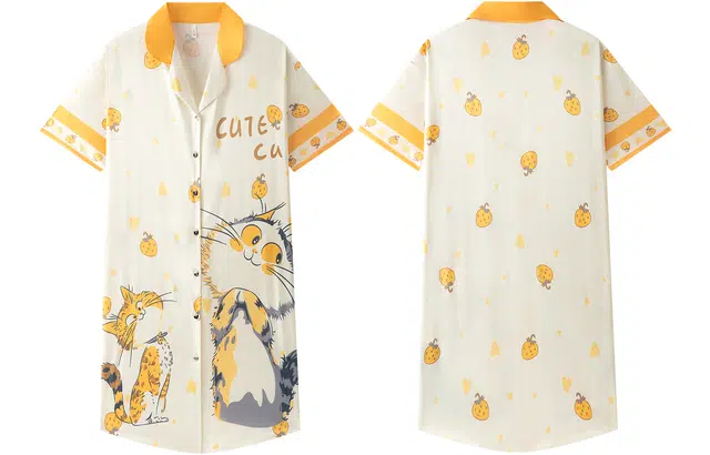 宫蝶 短袖卡通可外穿家居服休闲甜美风睡裙 女款