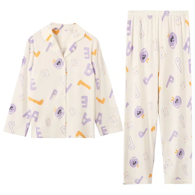 红豆 舒适柔软卡通细腻亲肤家居服 浅云白青少年