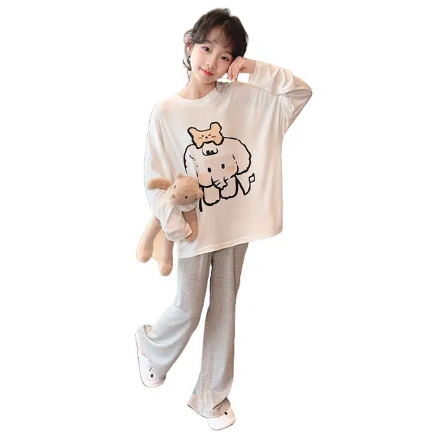 棉基因家居服 休闲简约舒适 白色儿童款