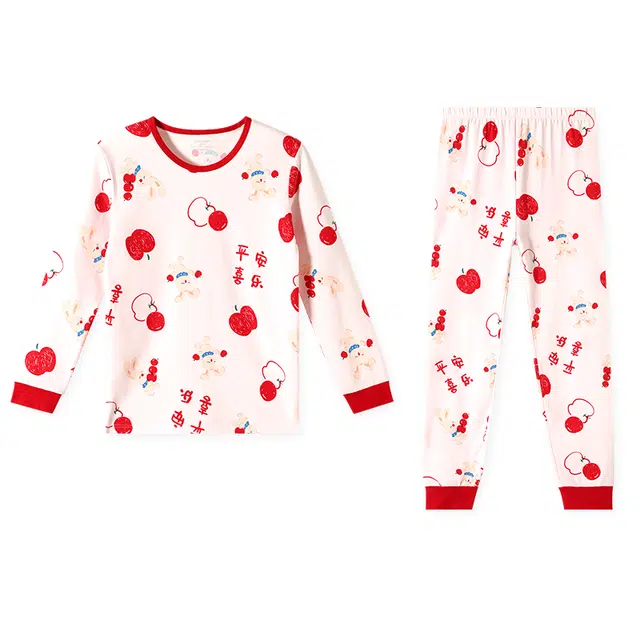 久岁伴 居家系列 舒适亲肤圆领上衣透气裤子内衣套装青少年