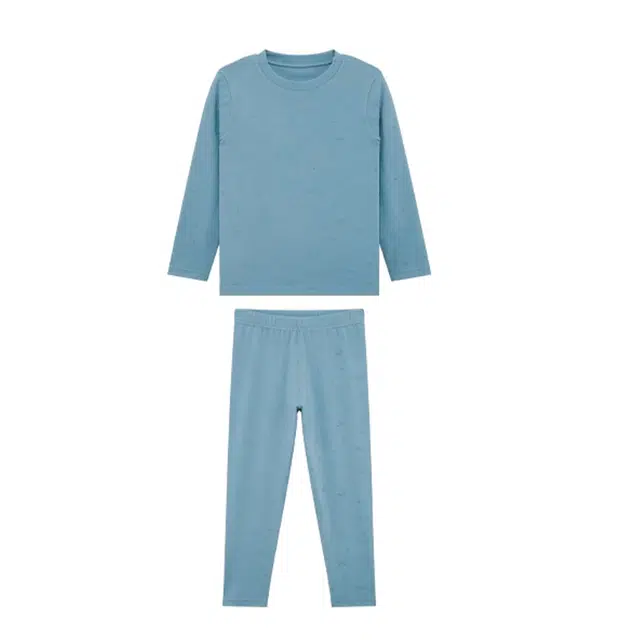 左西 轻暖系列 圆领满印保暖舒适柔软内衣套装儿童款