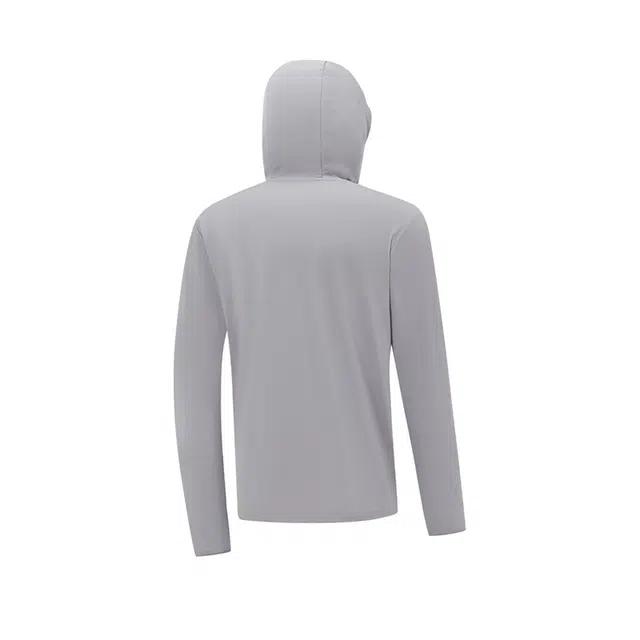 特步 综训系列 运动休闲简约纯色连帽透气 防紫外线防晒服 男款 泥土灰