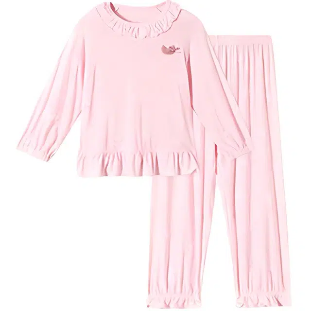 久岁伴 居家系列 宽松透气长袖家居服 花粉青少年