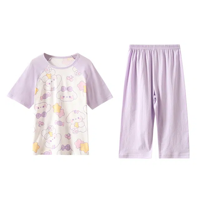 红豆家居服 洋气舒适潮流 香芋紫中小童