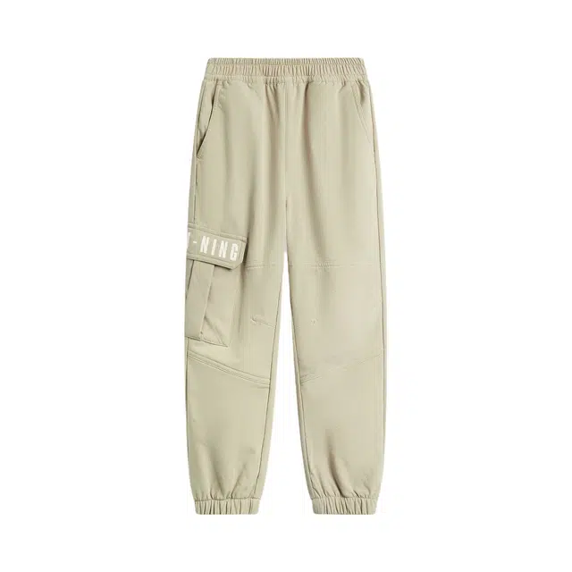 李宁儿童 运动生活系列 童装系列 保暖宽松舒适长裤 中卡其 青少年