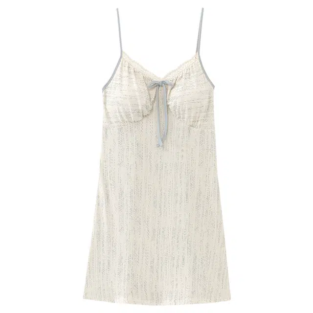 顶瓜瓜 带胸垫一体性感无袖吊带短裙甜美清新花边家居服睡裙 女款