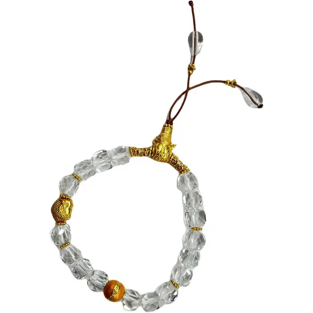 迈奇的礼物 好运自然恋爱佛珠六字箴言三通吉祥如意天然 白水晶 手串 女款