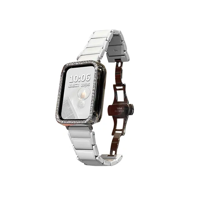 腕上小姐 手表表带 小米红米适用 陶瓷材质 手环腕带凸头三珠链式红米高级大气春夏季替换带配件男女通用