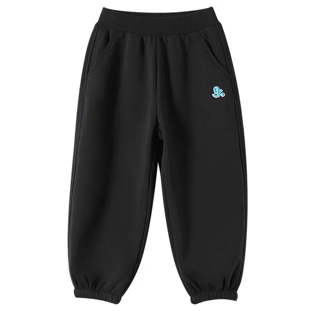 久岁伴 户外系列 宽松保暖舒适长裤 黑色 青少年