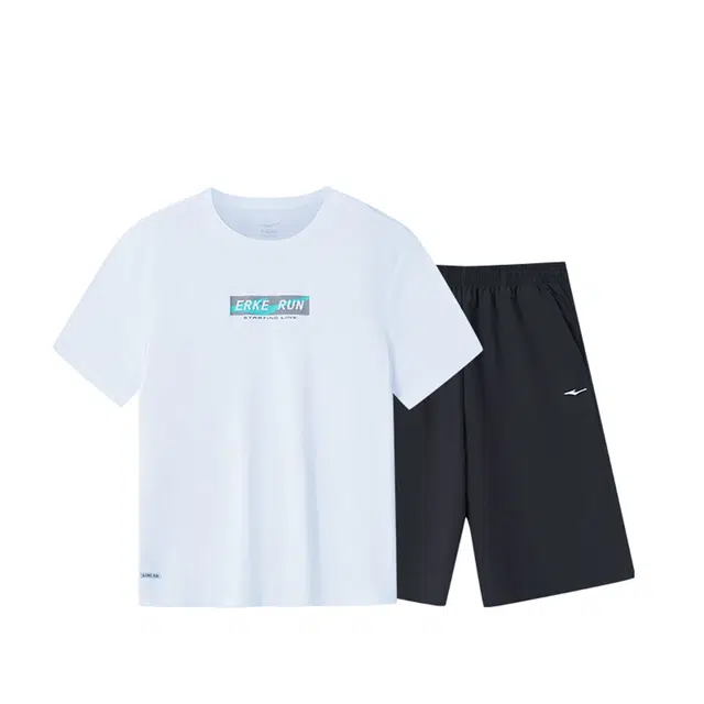 大童 鸿星尔克儿童 时尚柔软亲肤透气简约休闲运动套装 正白