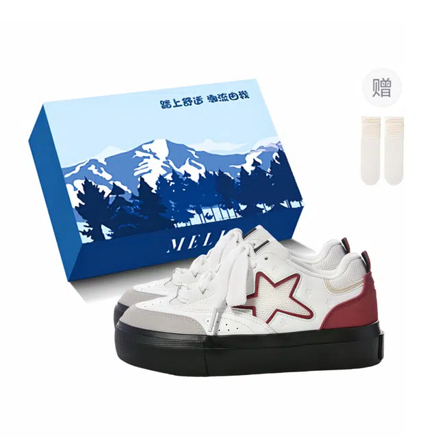 小鹿米利 百搭小众星星厚底 防滑透气 低帮 板鞋 女