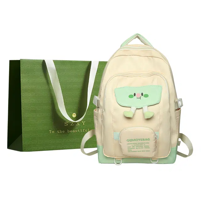 三只小鸭 休闲大容量学生奶油可爱学院风 涤纶 旅行包书包双肩包 常规 女款 米白色/黑色/杏色