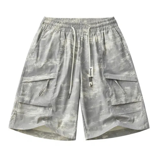 敦煌博物馆 美式大码扎染条纹渐变宽松直舒适透气凉感五分篮球裤通勤运动百搭休闲短裤 男女同款