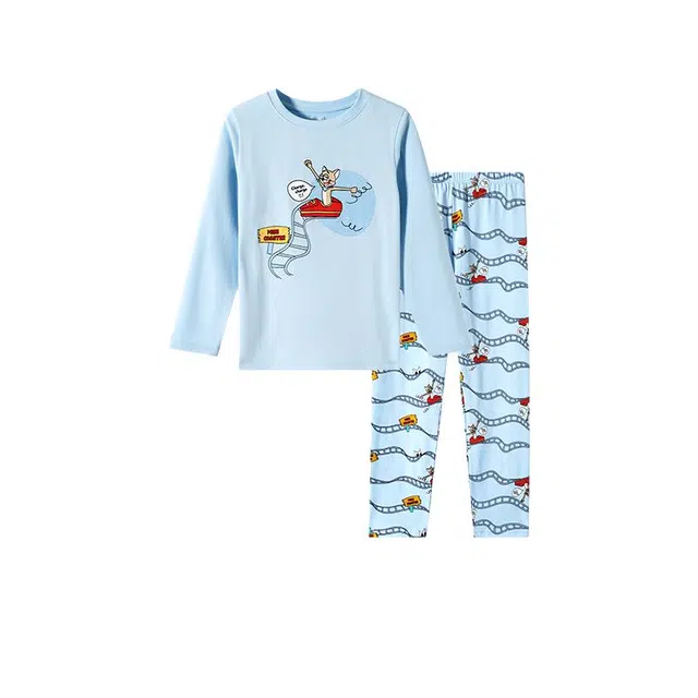 久岁伴 居家系列 舒适透气休闲家居服 牛仔蓝青少年