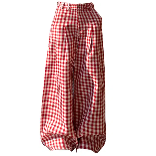 拾籍 慵懒风格子裤女高腰宽松拖地阔腿长裤休闲裤 女款