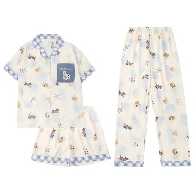 好福份 薄款短袖卡通动物满印可爱简约休闲家居服睡衣套装 女款