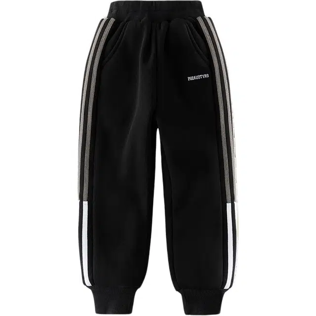 憨憨象 简约字母松紧腰舒适百搭束脚长裤 黑色 青少年