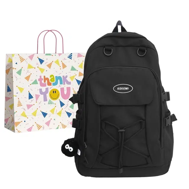 三只小鸭 初高中生校园风背包高颜值大容量书包 尼龙面料 双肩包 男女同款情侣款 多色