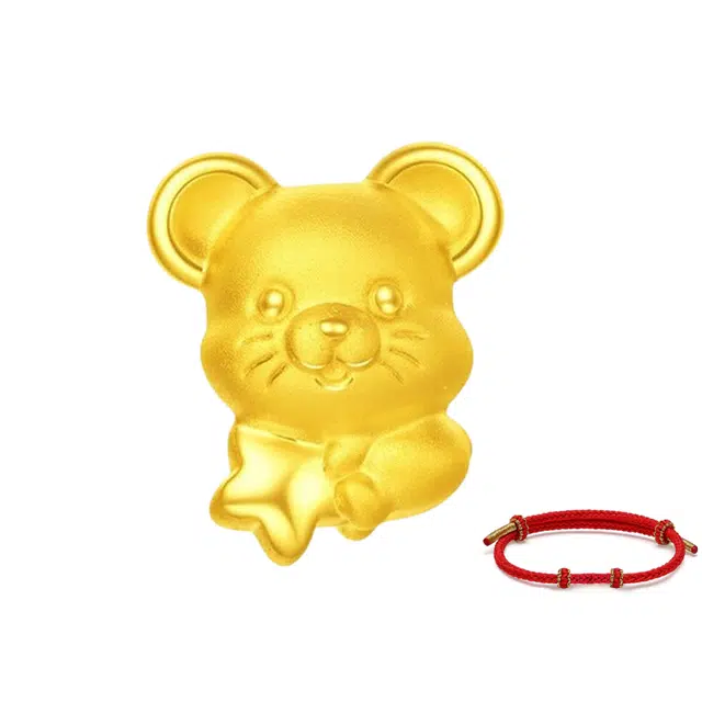 阿梵尼 十二生肖转运珠 鼠牛虎兔龙蛇马羊猴鸡狗猪 小巧可爱编绳#好运 足金 一口价 黄金手链 男女同款情侣款