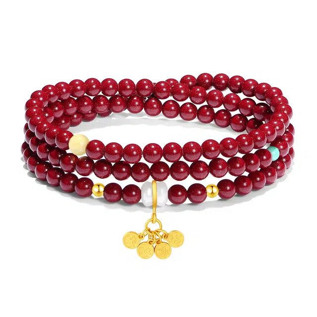 【普陀山官方已过香】 普陀山文创 新中式国潮精工雕刻转运珠功成名就红红火火福气多多财源滚滚#好运 朱砂 手串 男女同款情侣款