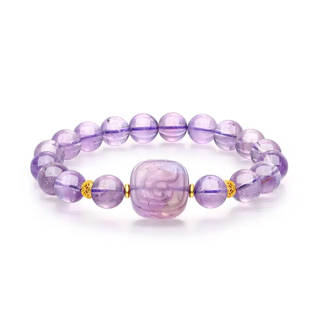 【紫晶助眠提运】 金六福吉祥 九离紫火好运至 新中式招财转运能量磁场诸事顺遂紫气东来轻奢高级优雅气质温柔显白#好运天然 紫水晶 手串 女款