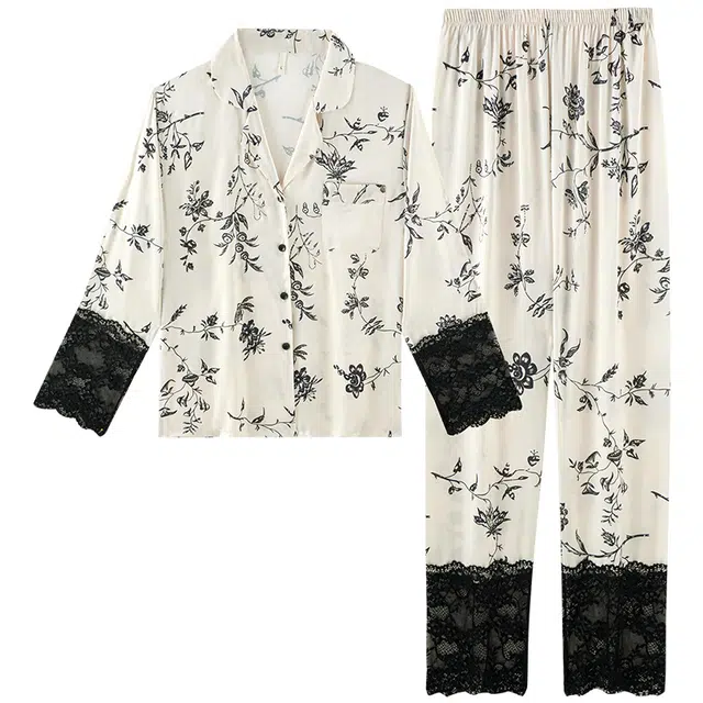 好福份 长袖长裤满印碎花休闲简约家居服睡衣套装 女款