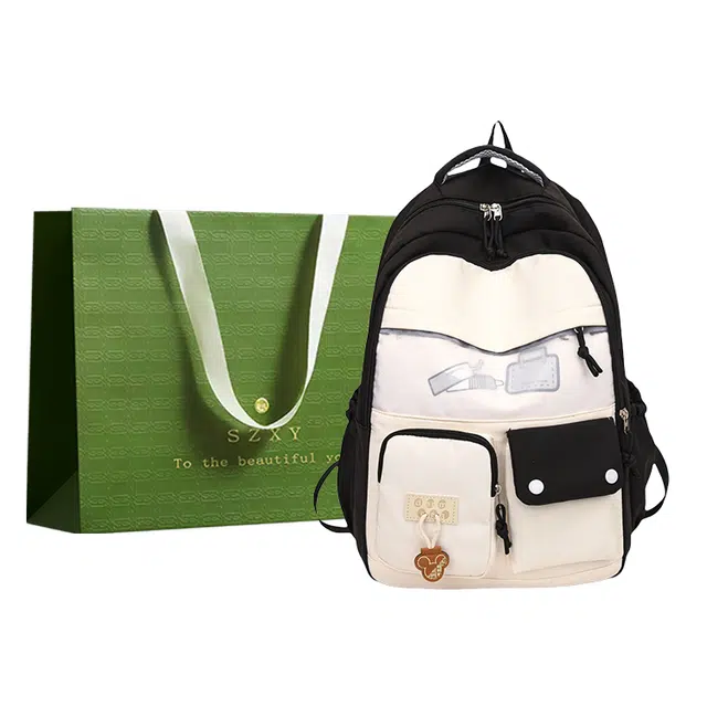 三只小鸭 初高中生学生时尚学生 尼龙 双肩包 女款 黑色/紫色/卡其色/绿色/蓝色/粉色