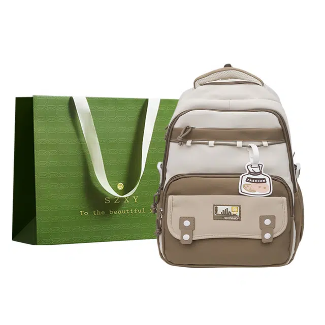 三只小鸭 休闲简约日常通勤时尚百搭 尼龙 双肩包 女款 黑色/绿色/红色/桔色/卡其色