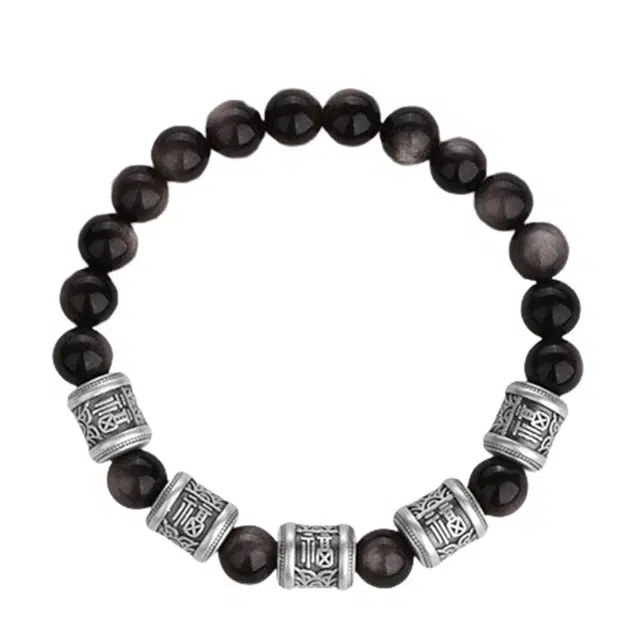 子婳 五福临门国潮复古精致小众 黑曜石 手串 男款