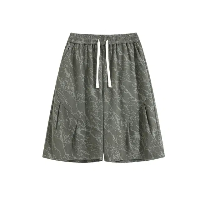 加荣 夏季 透气宽松直筒阔腿纯色青少年帅气五分休闲短裤 男女同款