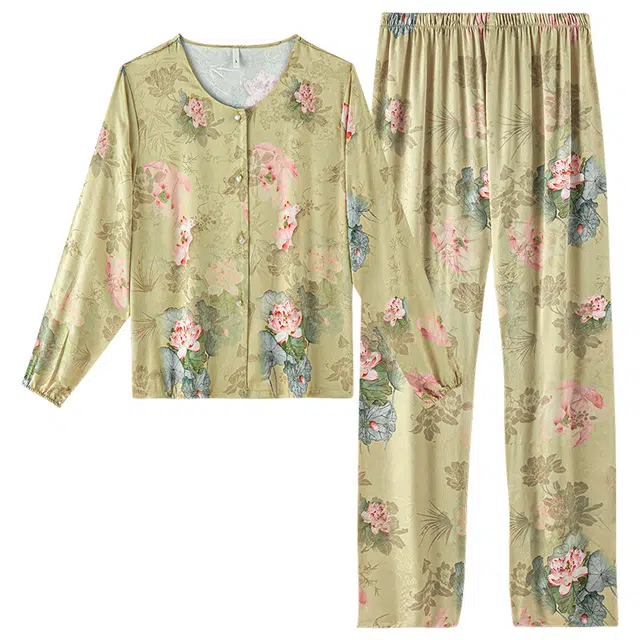 好福份 长袖柔软满印花边碎花休闲简约家居服睡衣套装 女款