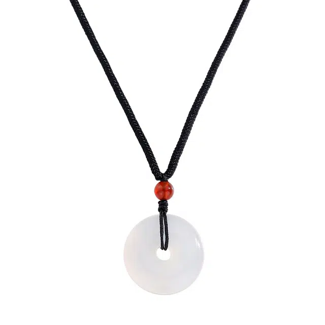 梨云暮雪 圆满平安扣 新中式经典设计【平安顺遂|高品质】 和谐福气满满 简约小众编织绳百搭高级感#好运 玉髓 吊坠 男女同款情侣款