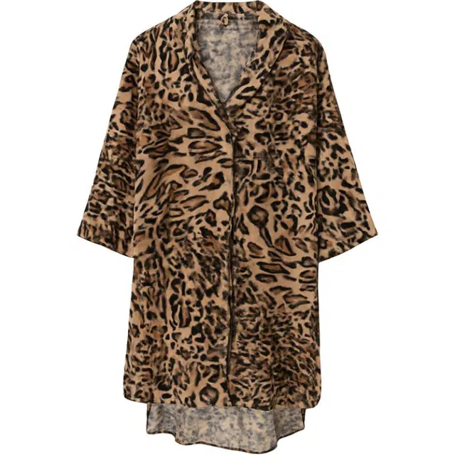 潞优野 高级凉感豹纹冰丝七分袖家居服睡裙 女款