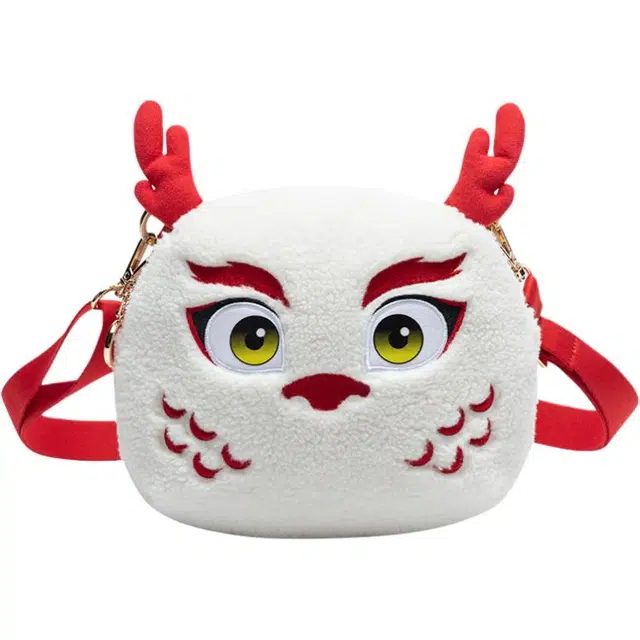 安踏儿童 龙形设计小容量 聚酯纤维 斜挎包 青少年 白色