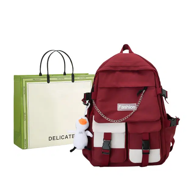 芭菲尼 初高中生大学生日系旅行运动背包 尼龙 双肩包 常规 男女同款情侣款 黑色/红色/绿色/蓝色