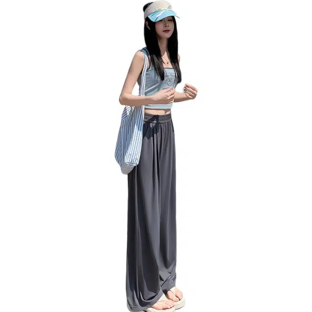 黑恐龙 美式潮牌宽松直筒百搭透气时尚舒适个性简约运动阔腿拖地休闲裤 男女同款