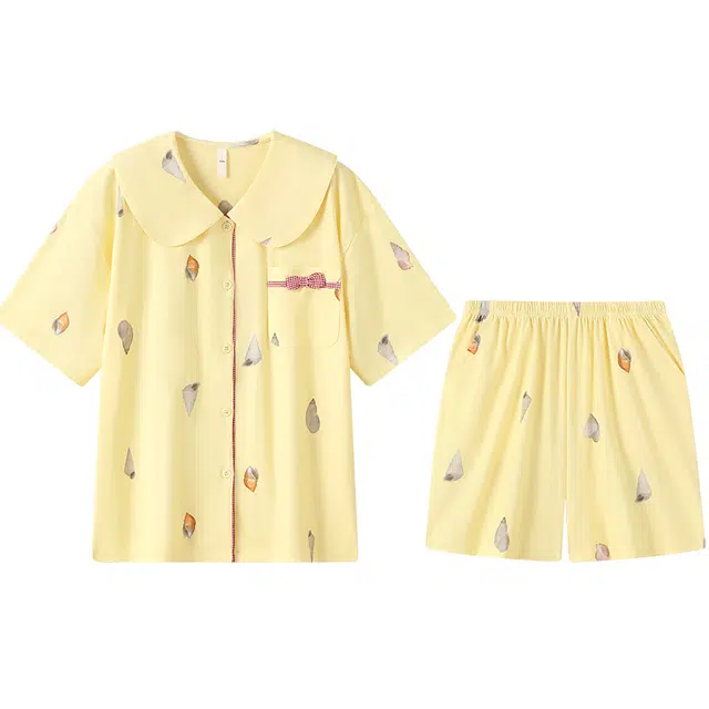 宫蝶 柔软短袖卡通家居服抗菌舒适休闲可外穿夏季睡衣套装 女款