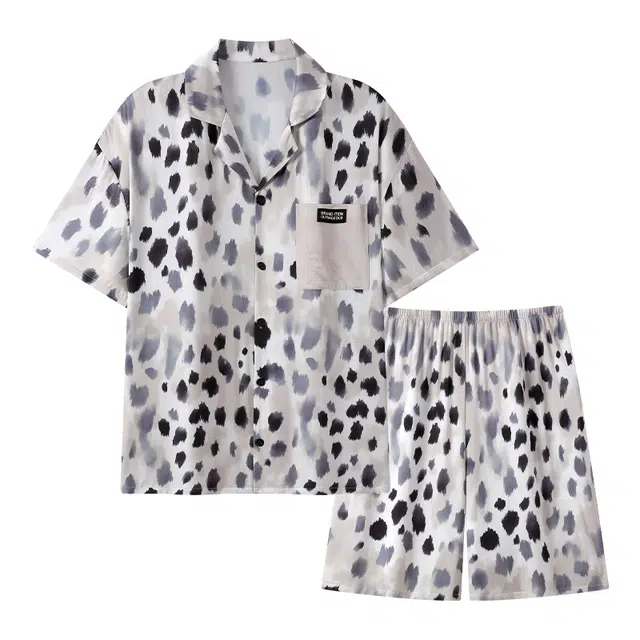 顶瓜瓜 水墨画简约风短袖舒适家居服睡衣套装 男款