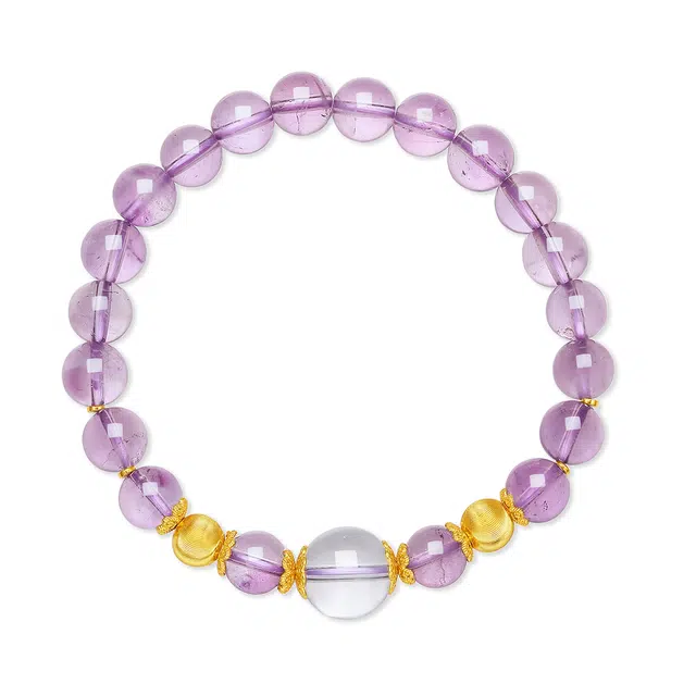 翠雅金楼 九紫离火运 新中式国潮时来运转招财纳福转运珠串珠手饰 精致优雅日常通勤百搭款学生配饰#好运天然 紫水晶 手串 女款