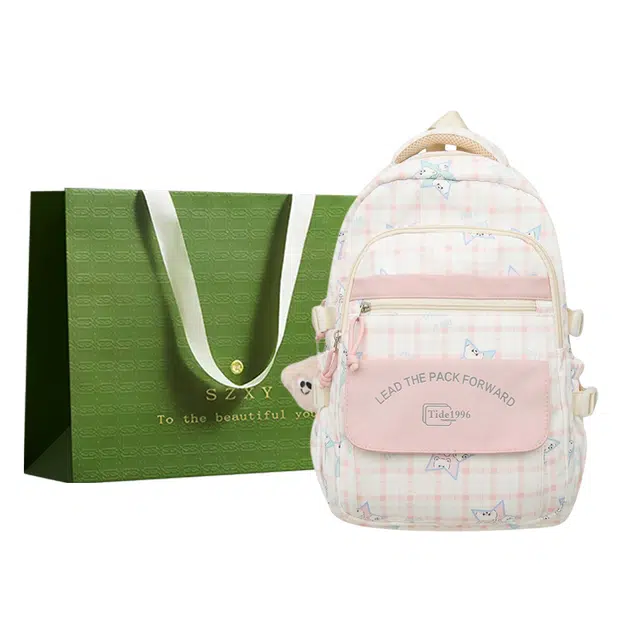 三只小鸭 书包日系小清新甜美 尼龙 双肩包 女款 黑色/粉色/卡其色/绿色