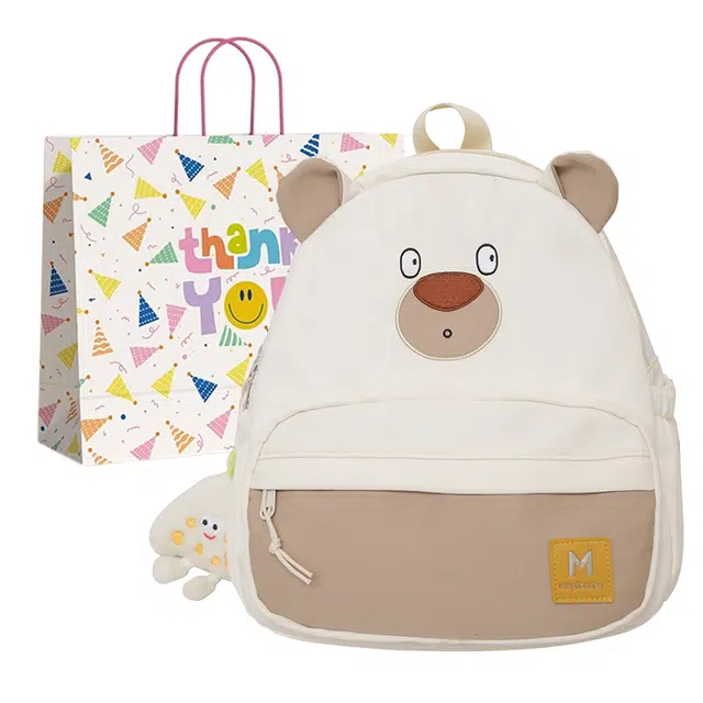 三只小鸭 可爱小熊 尼龙 双肩包 男女同款情侣款 白色/粉色/卡其色/咖色