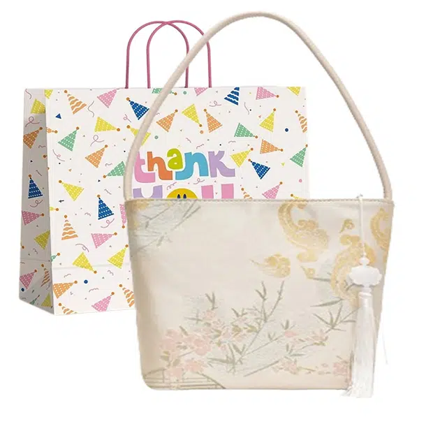 三只小鸭 新中式包包丝缎感百搭腋下包 丝绸 单肩包 常规 女款 白色/粉红色/蓝色