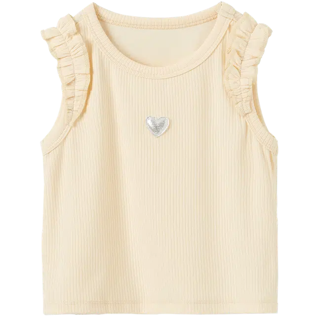 中小童 童泰女宝宝背心夏季莫代尔棉衣服女童休闲外出上衣花边袖吊带