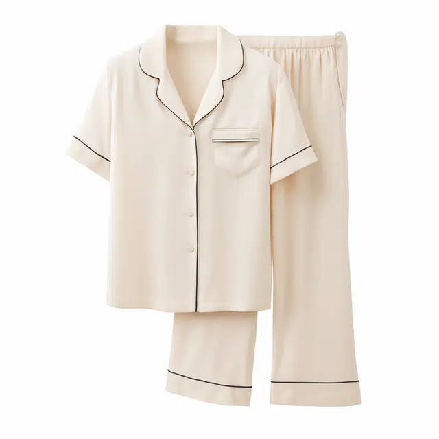 潞优野 法式甜美短袖上衣家居服高级感长裤夏季睡衣套装 女款