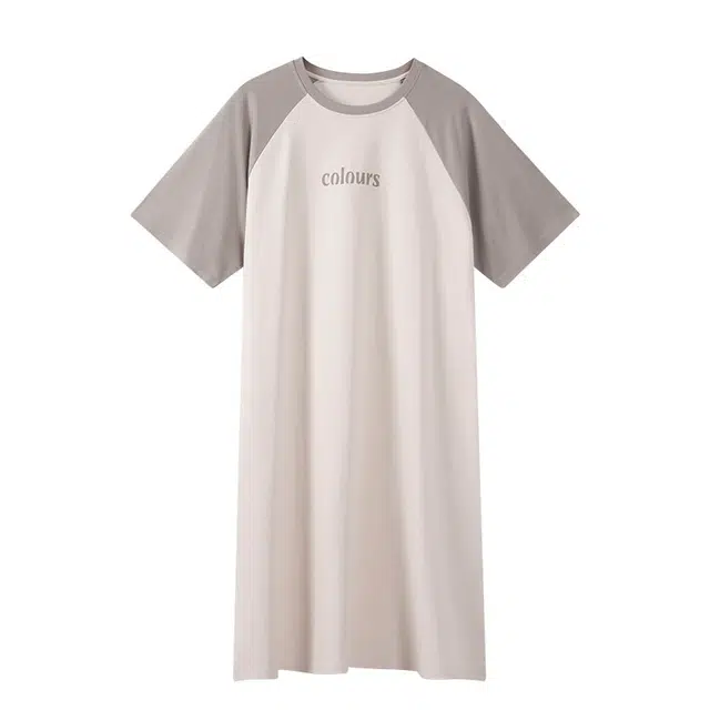 顶瓜瓜 短袖长裙休闲透气英文字母家居服夏季睡裙 女款