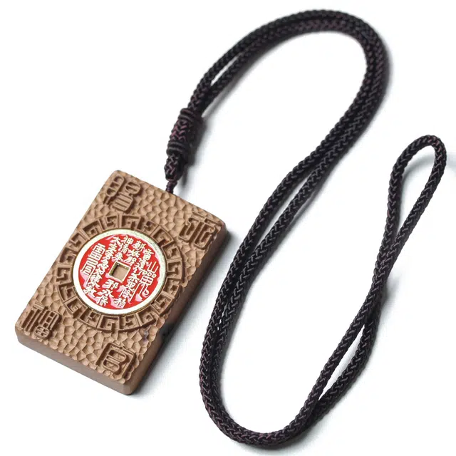 書卓 天官赐福 平安无事牌 雷击木 吊坠 男女同款情侣款