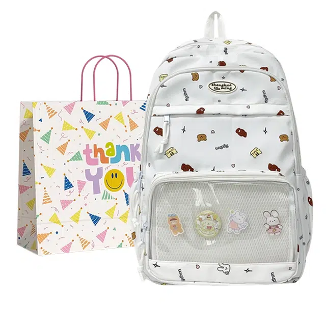 三只小鸭 可爱百搭简约小清新 尼龙布 双肩包 常规 女款 多色